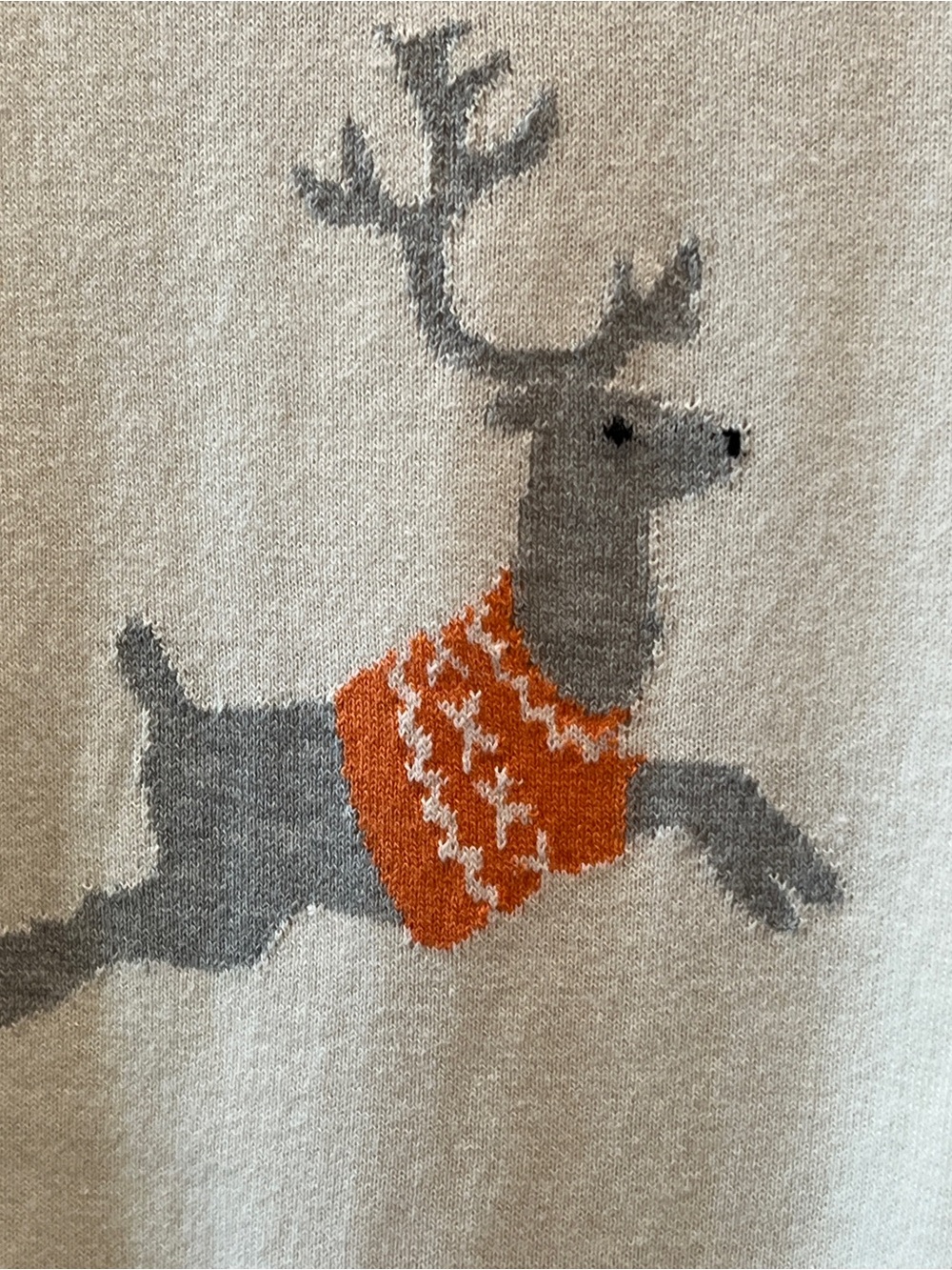 Talbots Reindeer Fair Isle Pullover Sweater Ivory Red Gray Lightweight Size XL - Picture 5 of 11
